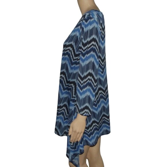 Karen Kane Womens Blue & Black Chevron Print Tunic Top XL - Picture 3 of 10